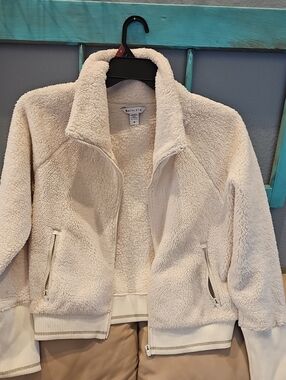 Athleta Off-White Sherpa Zip Jacket